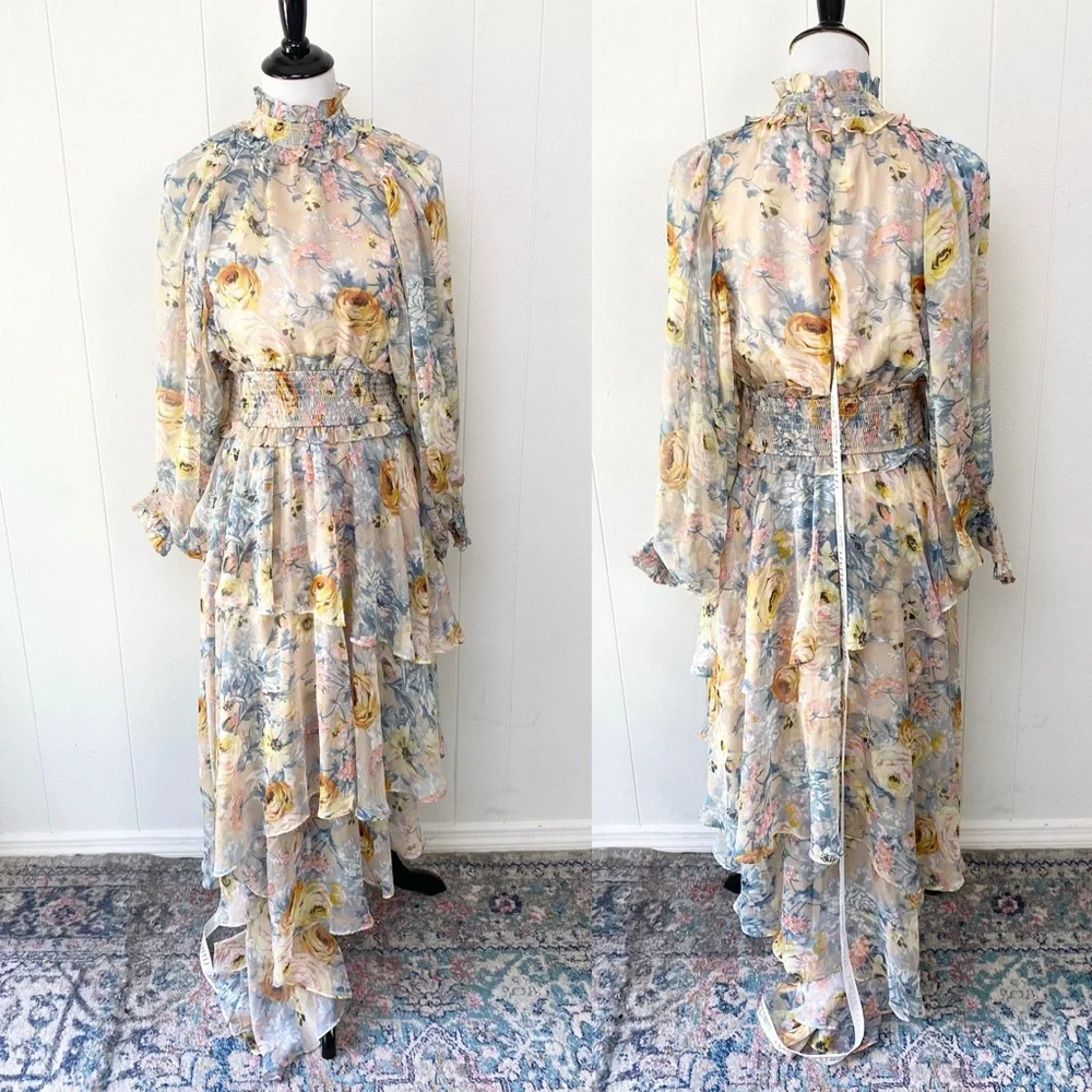 Revolve ELLIATT Astrid Dress Sz. M Chiffon Flowy Gown Floral Midi NWT $251 msrp - Picture 2 of 16